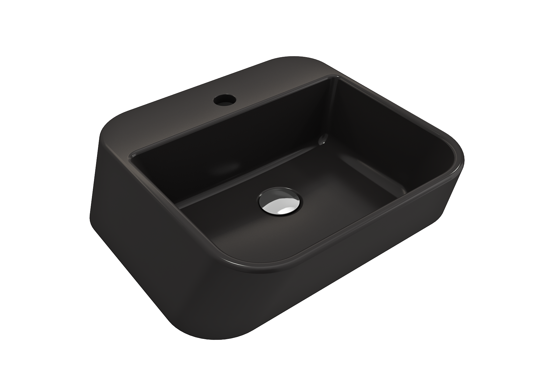 BOCCHI Firenze 20" Rectangle Vessel Fireclay Bathroom Sink, Matte Black, Single Faucet Hole, 1074-004-0126