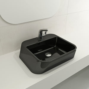 Alternate Image for BOCCHI Firenze 20" Rectangle Vessel Fireclay Bathroom Sink, Black, Single Faucet Hole, 1074-005-0126