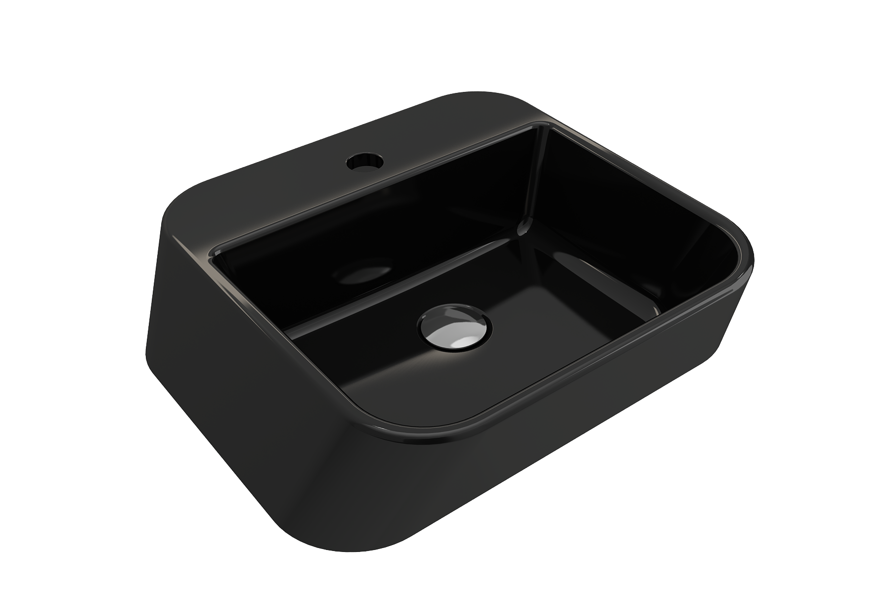 BOCCHI Firenze 20" Rectangle Vessel Fireclay Bathroom Sink, Black, Single Faucet Hole, 1074-005-0126