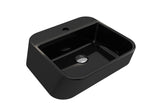 BOCCHI Firenze 20" Rectangle Vessel Fireclay Bathroom Sink, Black, Single Faucet Hole, 1074-005-0126