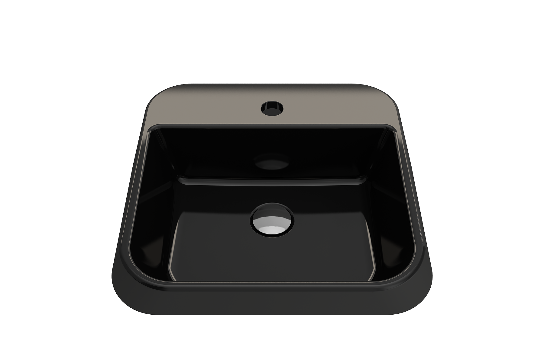 BOCCHI Firenze 20" Rectangle Vessel Fireclay Bathroom Sink, Black, Single Faucet Hole, 1074-005-0126
