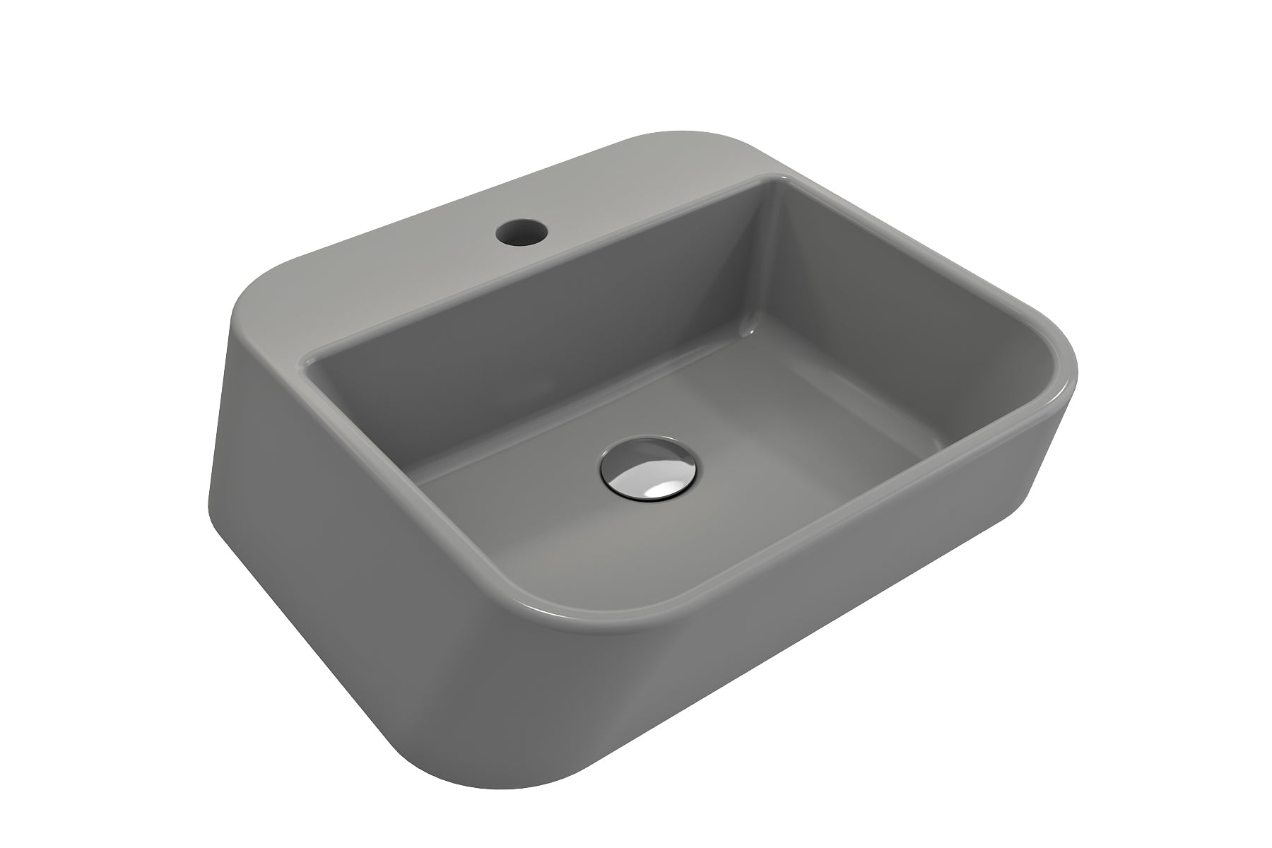 BOCCHI Firenze 20" Rectangle Vessel Fireclay Bathroom Sink, Matte Gray, Single Faucet Hole, 1074-006-0126
