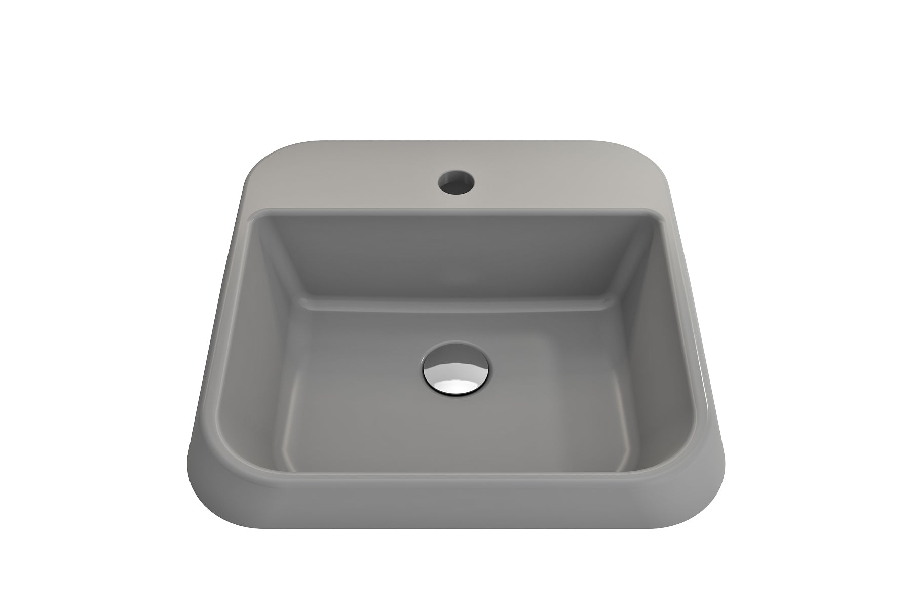 BOCCHI Firenze 20" Rectangle Vessel Fireclay Bathroom Sink, Matte Gray, Single Faucet Hole, 1074-006-0126