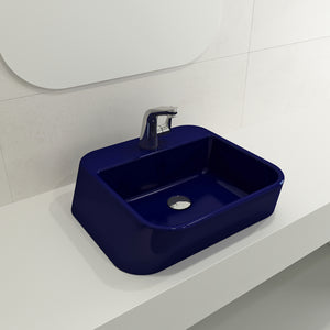 Alternate Image for BOCCHI Firenze 20" Rectangle Vessel Fireclay Bathroom Sink, Sapphire Blue, Single Faucet Hole, 1074-010-0126