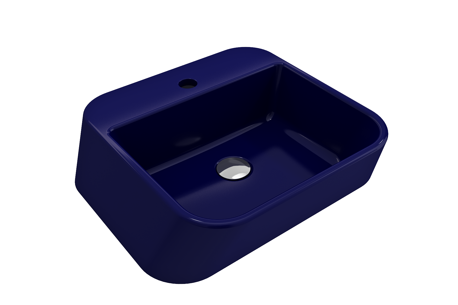 BOCCHI Firenze 20" Rectangle Vessel Fireclay Bathroom Sink, Sapphire Blue, Single Faucet Hole, 1074-010-0126