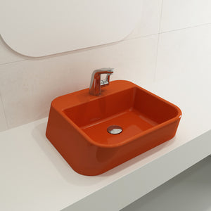 Alternate Image for BOCCHI Firenze 20" Rectangle Vessel Fireclay Bathroom Sink, Orange, Single Faucet Hole, 1074-012-0126