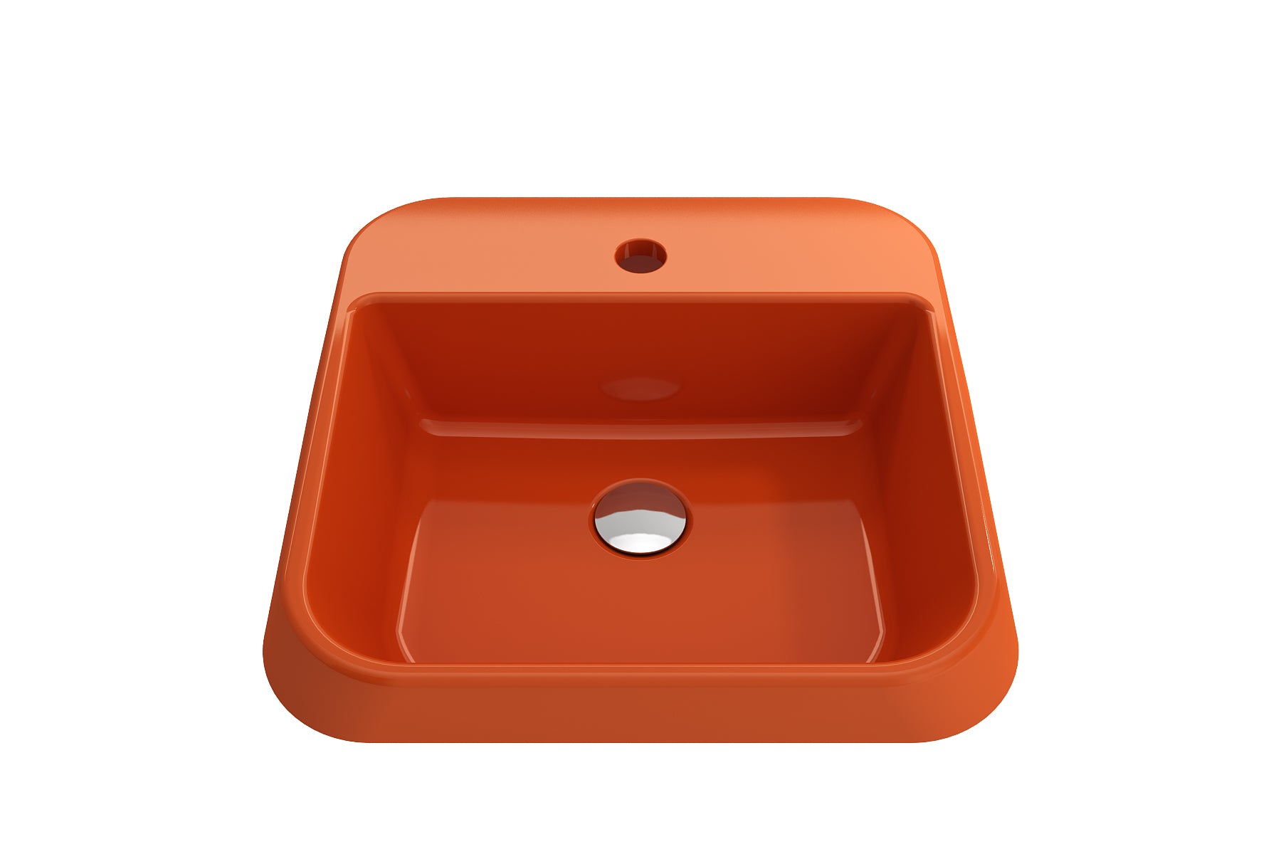 BOCCHI Firenze 20" Rectangle Vessel Fireclay Bathroom Sink, Orange, Single Faucet Hole, 1074-012-0126