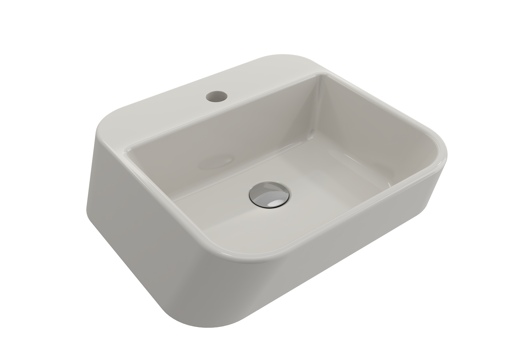 BOCCHI Firenze 20" Rectangle Vessel Fireclay Bathroom Sink, Biscuit, Single Faucet Hole, 1074-014-0126