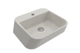 BOCCHI Firenze 20" Rectangle Vessel Fireclay Bathroom Sink, Biscuit, Single Faucet Hole, 1074-014-0126