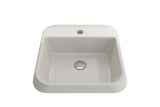 BOCCHI Firenze 20" Rectangle Vessel Fireclay Bathroom Sink, Biscuit, Single Faucet Hole, 1074-014-0126