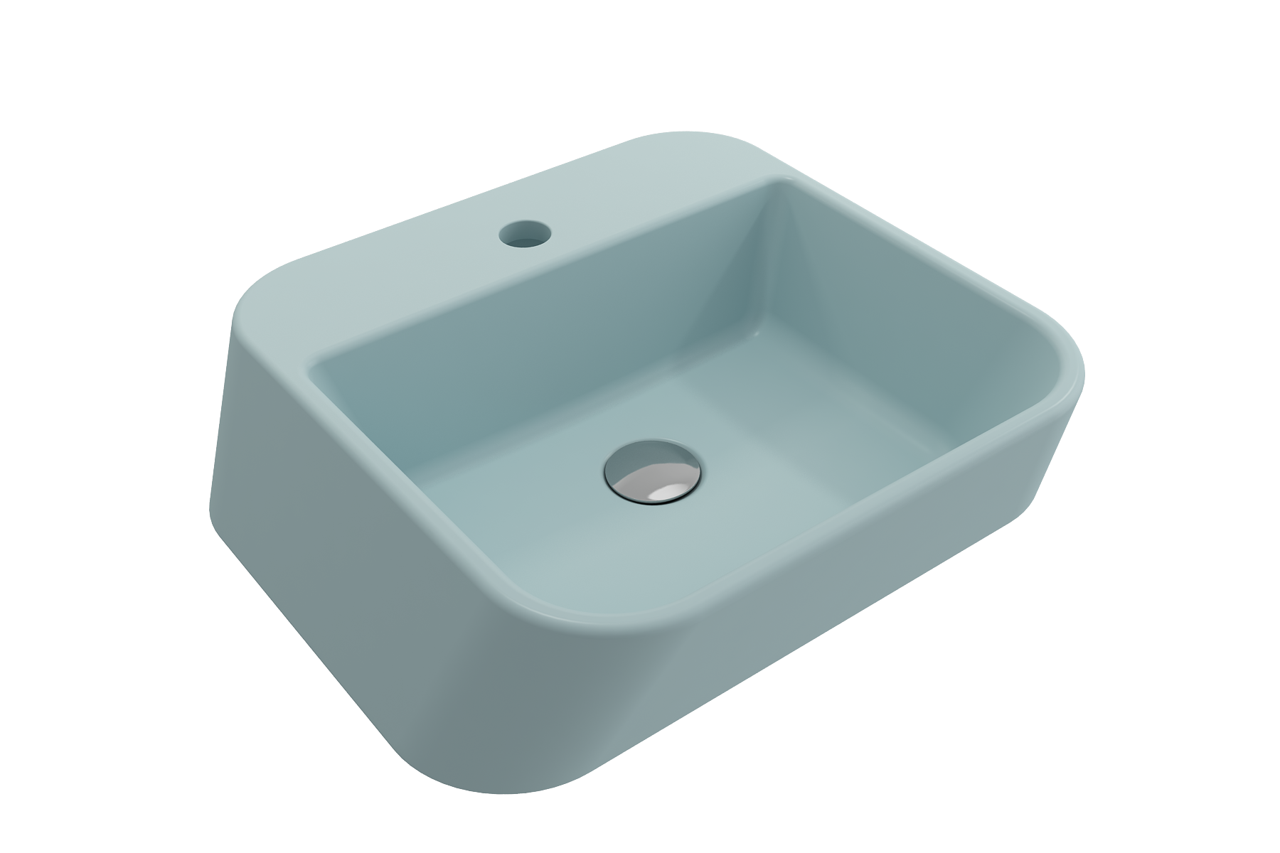 BOCCHI Firenze 20" Rectangle Vessel Fireclay Bathroom Sink, Matte Ice Blue, Single Faucet Hole, 1074-029-0126