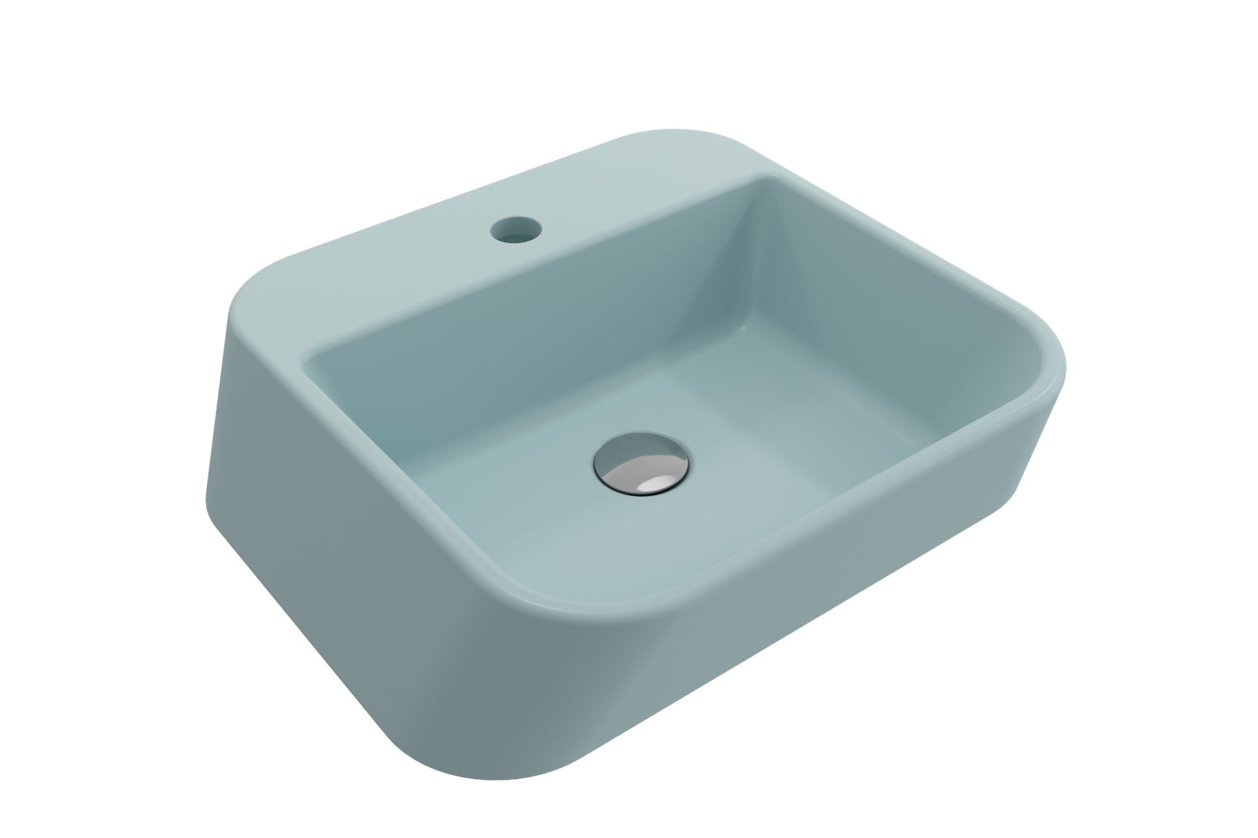 BOCCHI Firenze 20" Rectangle Vessel Fireclay Bathroom Sink, Matte Ice Blue, Single Faucet Hole, 1074-029-0126