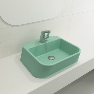 Alternate Image for BOCCHI Firenze 20" Rectangle Vessel Fireclay Bathroom Sink, Matte Mint Green, Single Faucet Hole, 1074-033-0126