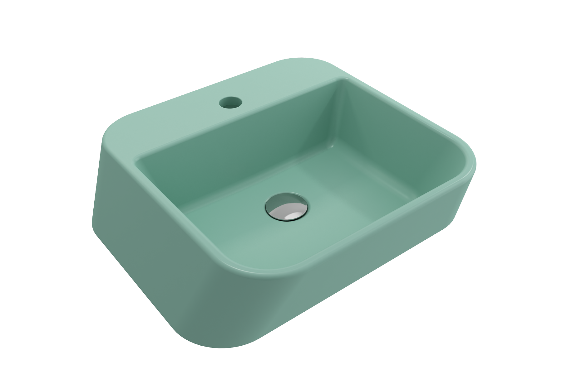 BOCCHI Firenze 20" Rectangle Vessel Fireclay Bathroom Sink, Matte Mint Green, Single Faucet Hole, 1074-033-0126