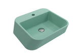 BOCCHI Firenze 20" Rectangle Vessel Fireclay Bathroom Sink, Matte Mint Green, Single Faucet Hole, 1074-033-0126