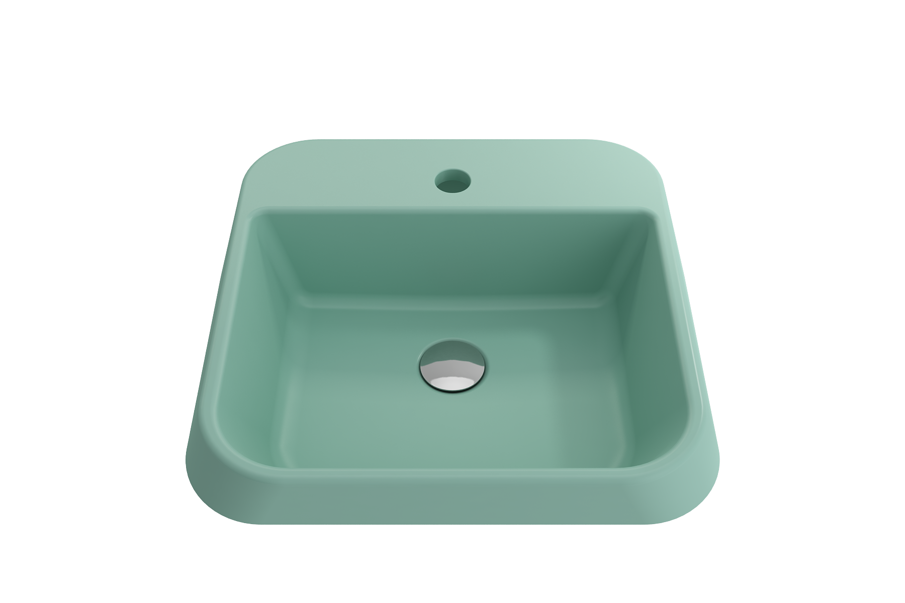 BOCCHI Firenze 20" Rectangle Vessel Fireclay Bathroom Sink, Matte Mint Green, Single Faucet Hole, 1074-033-0126