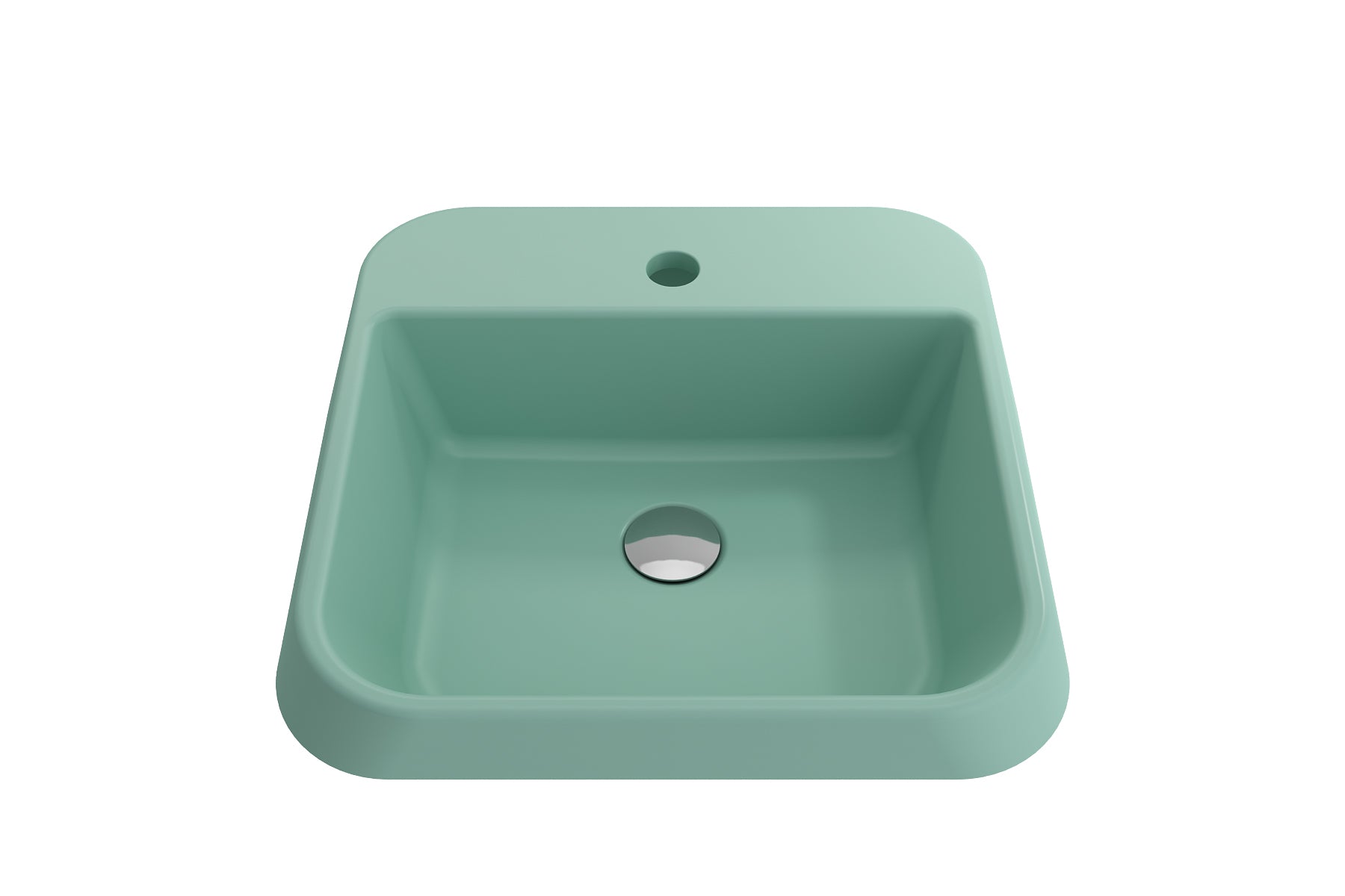 BOCCHI Firenze 20" Rectangle Vessel Fireclay Bathroom Sink, Matte Mint Green, Single Faucet Hole, 1074-033-0126