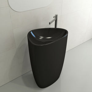 Alternate Image for BOCCHI Etna 23" Palette Shaped Monoblock Pedestal Fireclay Bathroom Sink, Matte Black, 1075-004-0125