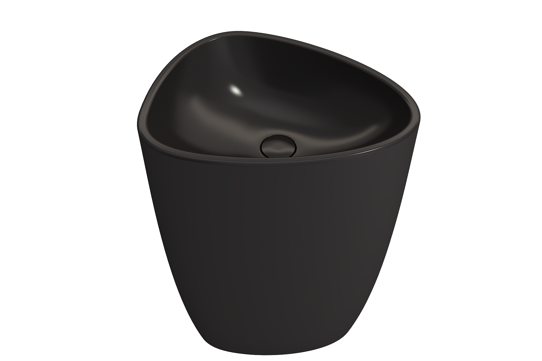 BOCCHI Etna 23" Palette Shaped Monoblock Pedestal Fireclay Bathroom Sink, Matte Black, 1075-004-0125