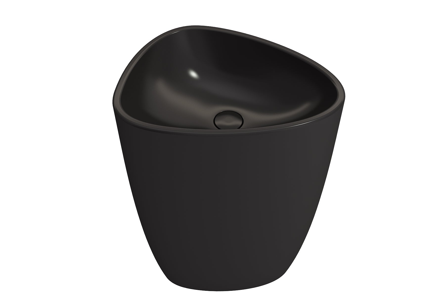 BOCCHI Etna 23" Palette Shaped Monoblock Pedestal Fireclay Bathroom Sink, Matte Black, 1075-004-0125