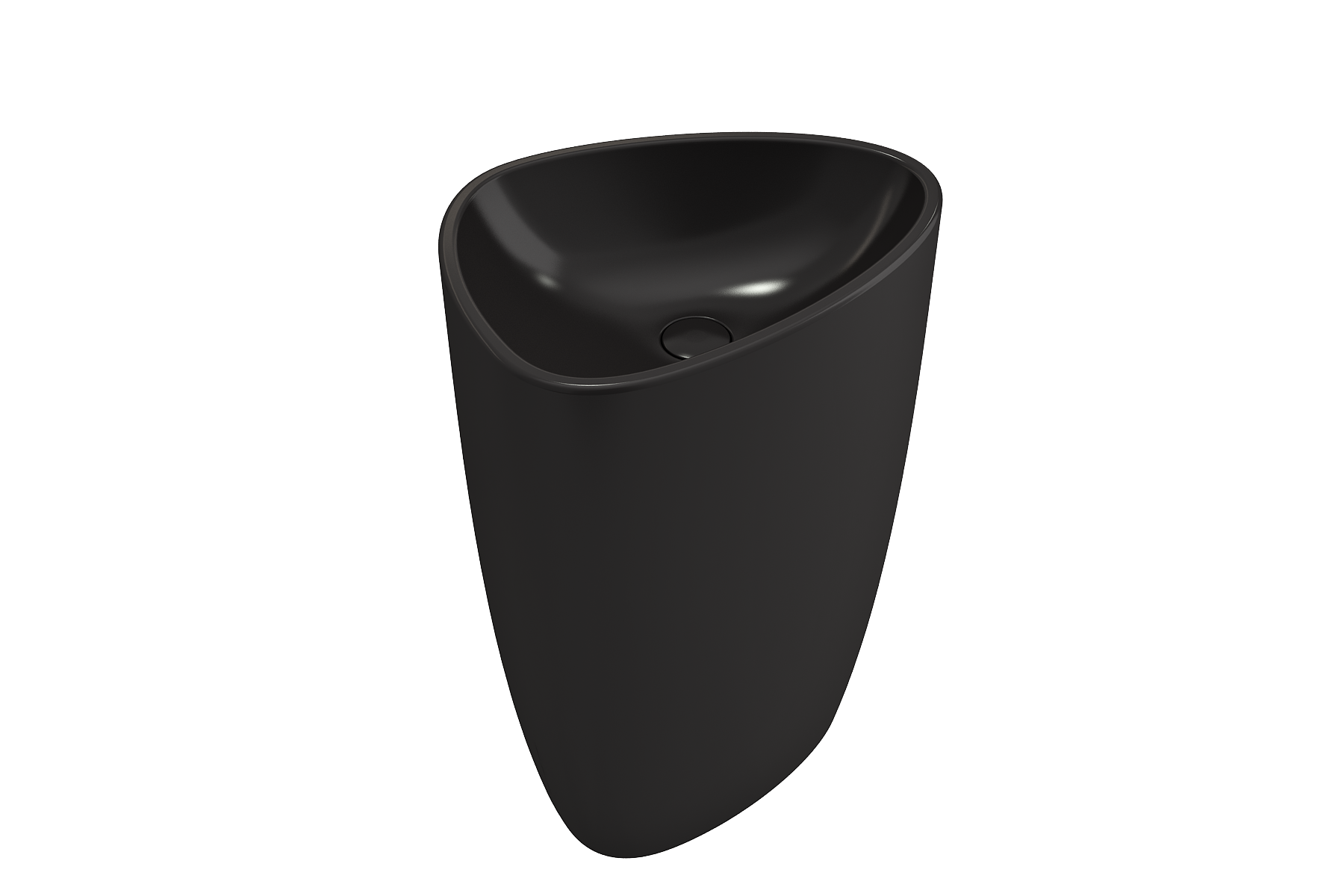 BOCCHI Etna 23" Palette Shaped Monoblock Pedestal Fireclay Bathroom Sink, Matte Black, 1075-004-0125
