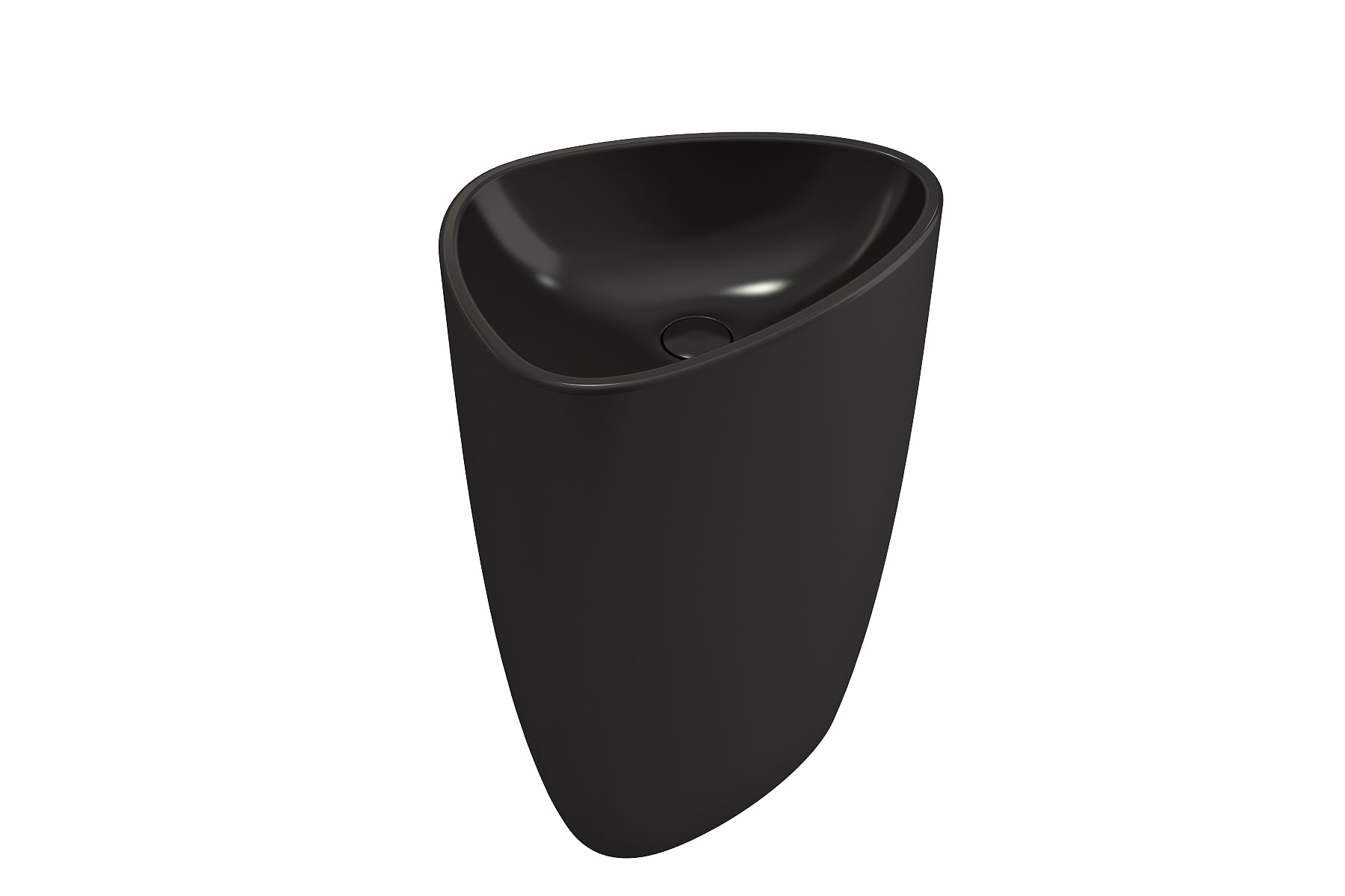 BOCCHI Etna 23" Palette Shaped Monoblock Pedestal Fireclay Bathroom Sink, Matte Black, 1075-004-0125