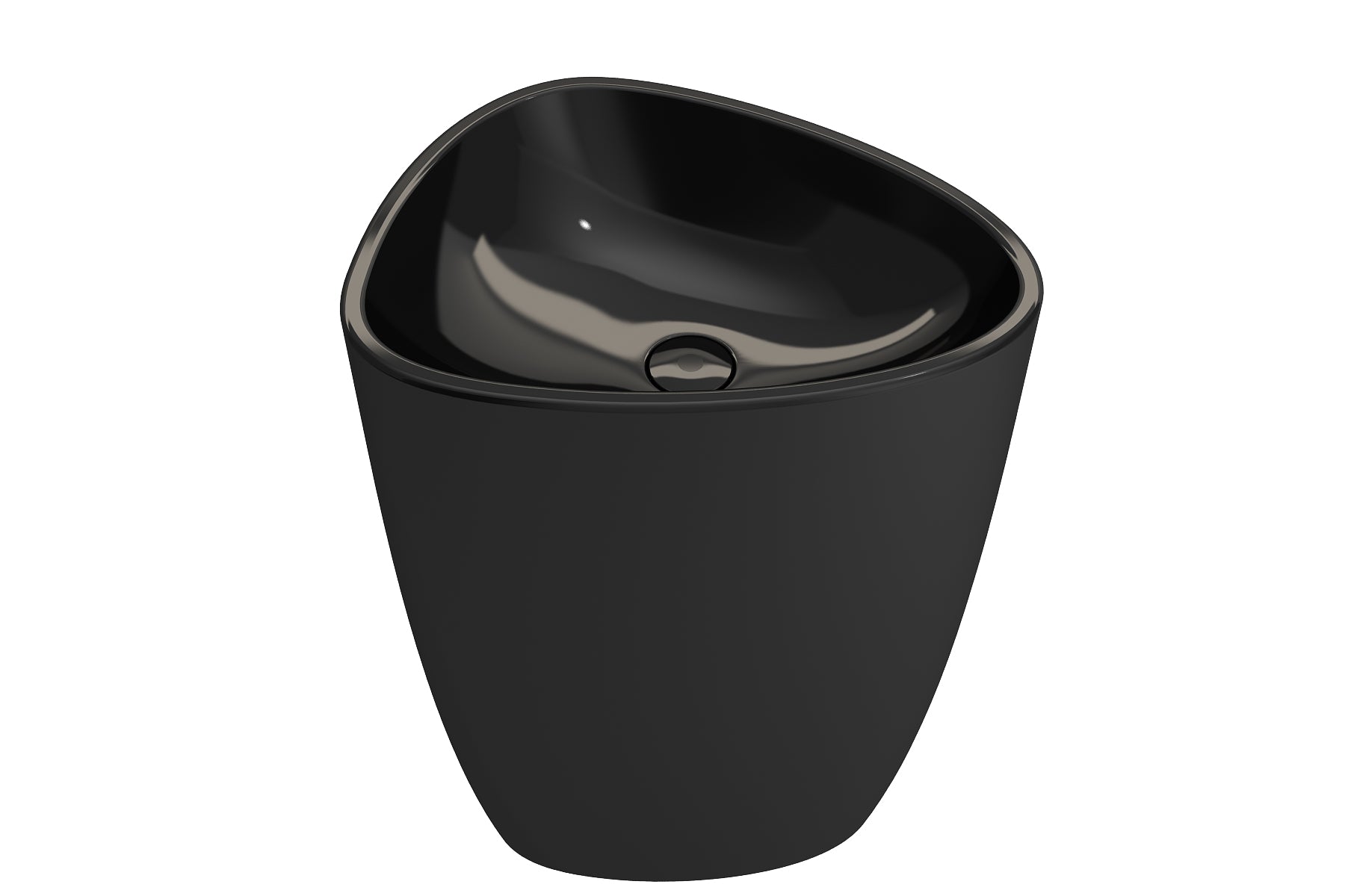 BOCCHI Etna 23" Palette Shaped Monoblock Pedestal Fireclay Bathroom Sink, Black, 1075-005-0125