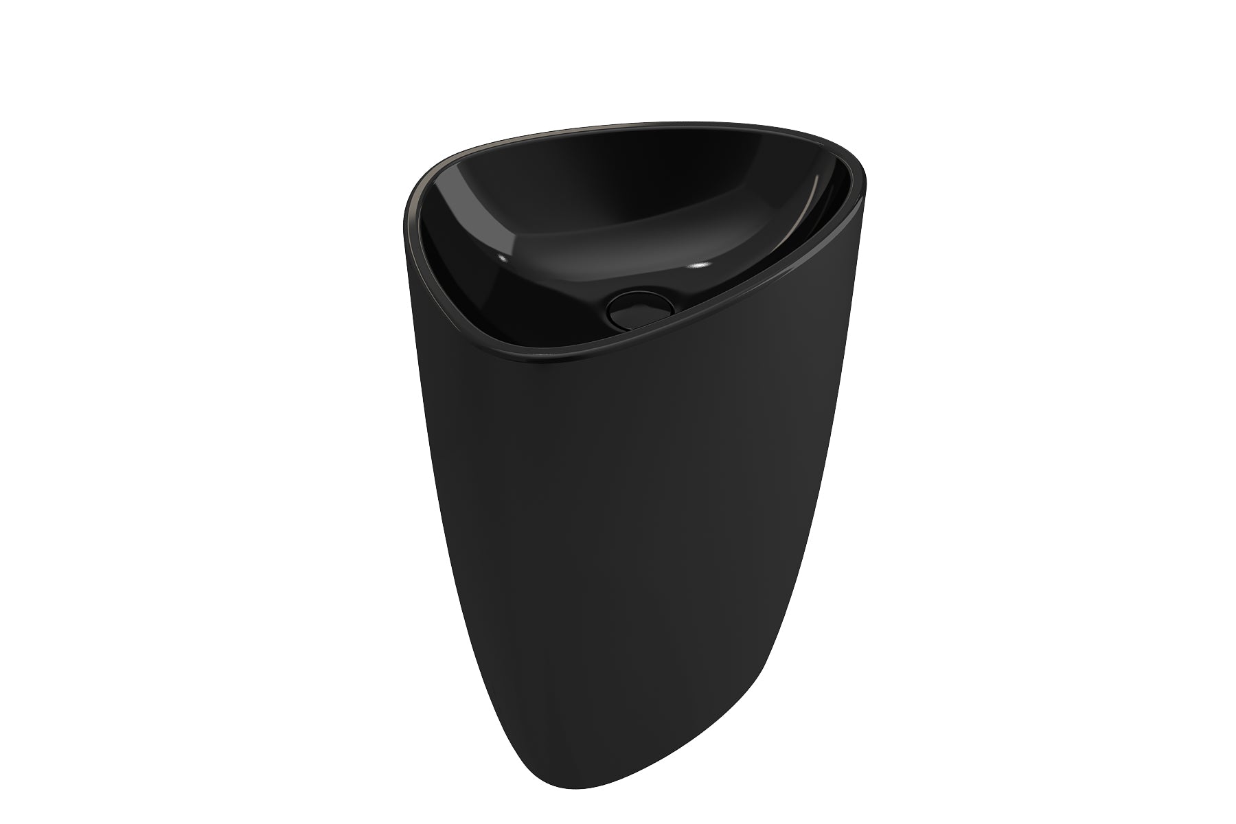 BOCCHI Etna 23" Palette Shaped Monoblock Pedestal Fireclay Bathroom Sink, Black, 1075-005-0125