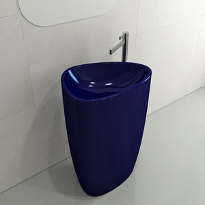 Alternate Image for BOCCHI Etna 23" Palette Shaped Monoblock Pedestal Fireclay Bathroom Sink, Sapphire Blue, 1075-010-0125