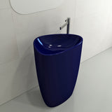 BOCCHI Etna 23" Palette Shaped Monoblock Pedestal Fireclay Bathroom Sink, Sapphire Blue, 1075-010-0125