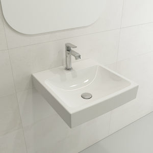 Alternate Image for BOCCHI Scala 19" Square Wallmount Fireclay Bathroom Sink, White, Single Faucet Hole, 1076-001-0126