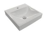 BOCCHI Scala 19" Square Wallmount Fireclay Bathroom Sink, White, Single Faucet Hole, 1076-001-0126