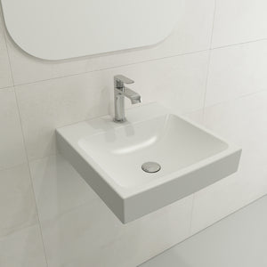 Alternate Image for BOCCHI Scala 19" Square Wallmount Fireclay Bathroom Sink, Matte White, Single Faucet Hole, 1076-002-0126