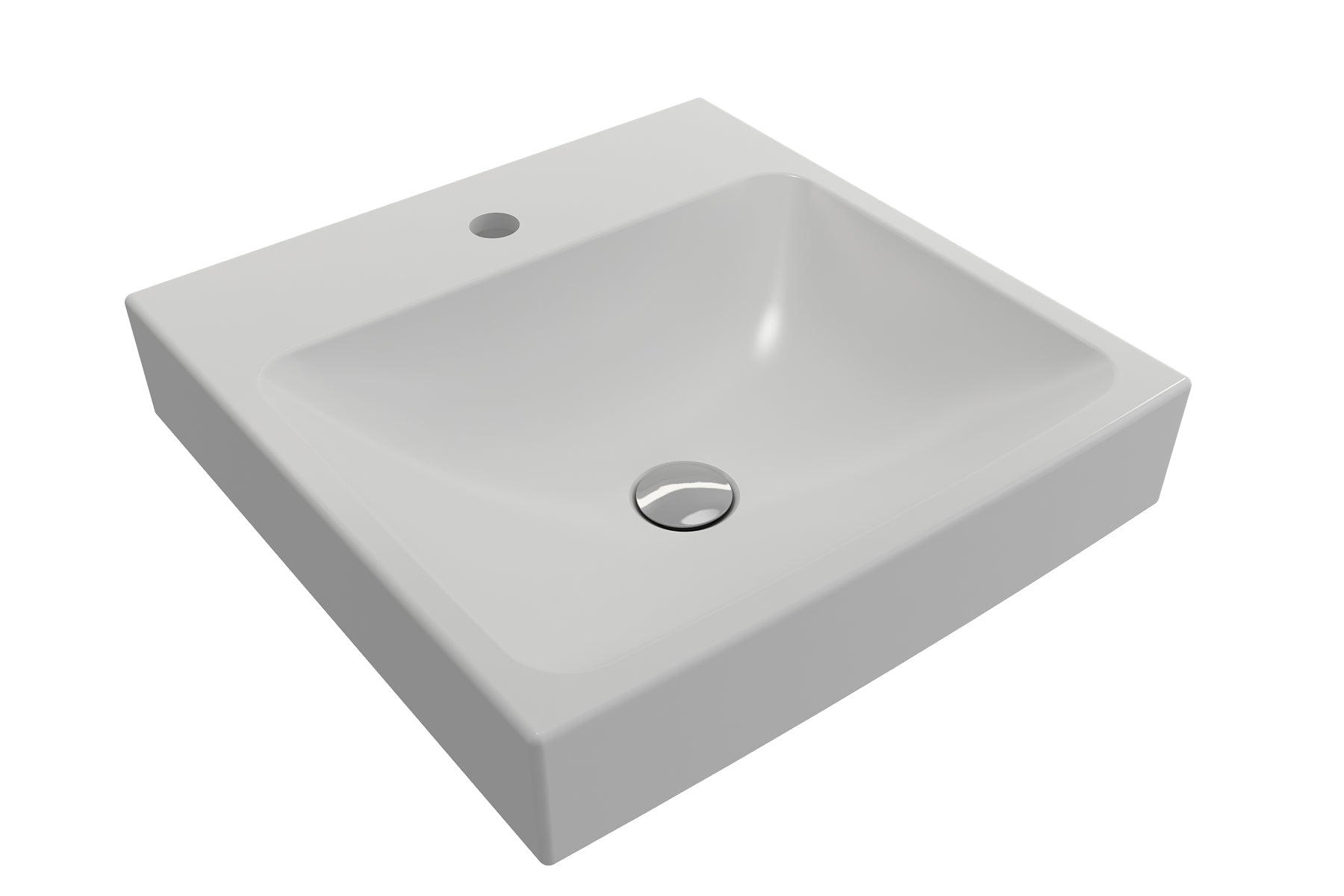 BOCCHI Scala 19" Square Wallmount Fireclay Bathroom Sink, Matte White, Single Faucet Hole, 1076-002-0126