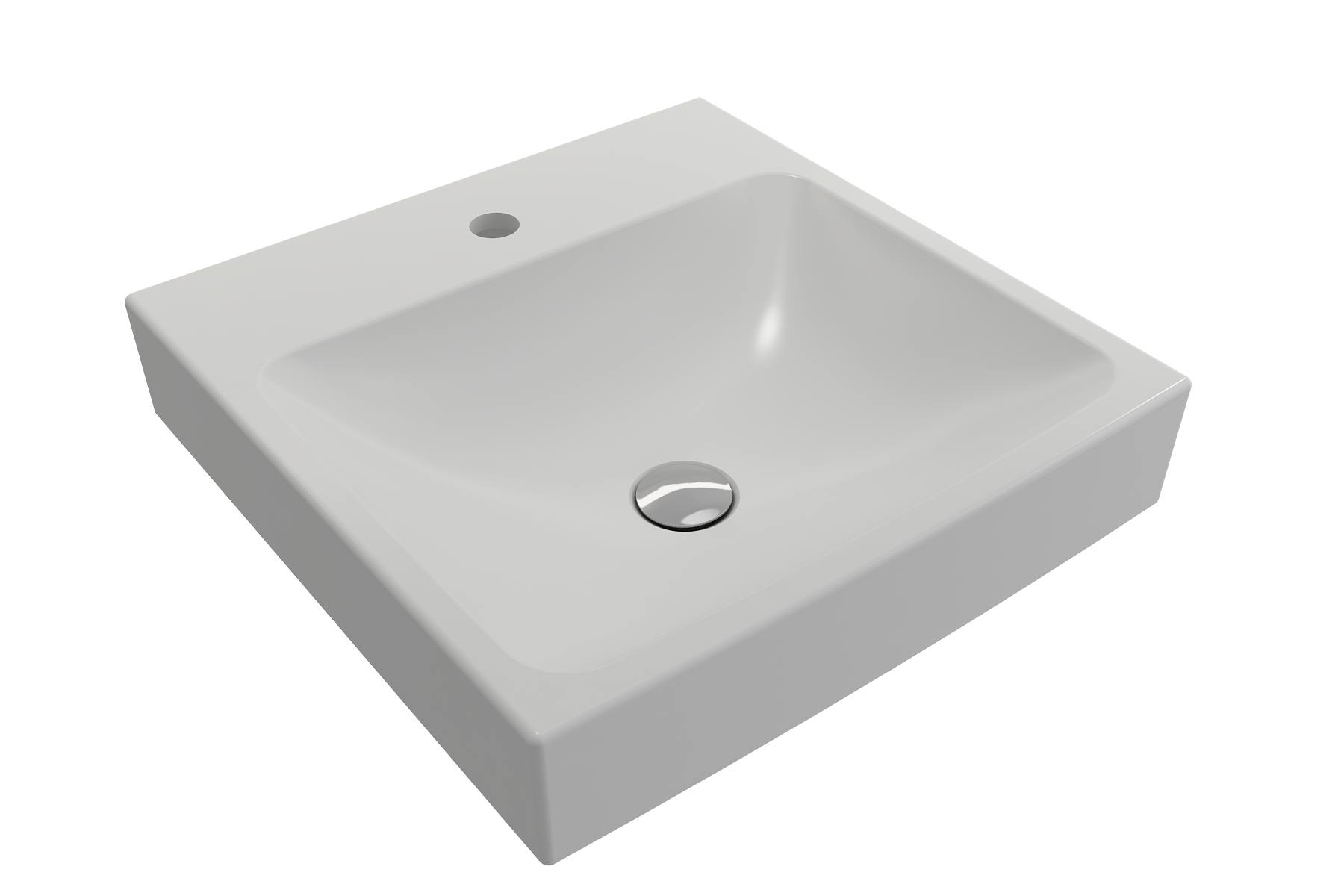 BOCCHI Scala 19" Square Wallmount Fireclay Bathroom Sink, Matte White, Single Faucet Hole, 1076-002-0126