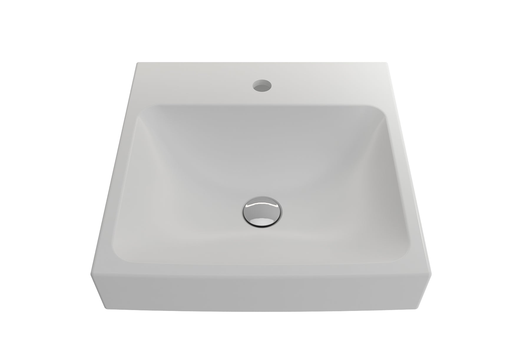 BOCCHI Scala 19" Square Wallmount Fireclay Bathroom Sink, Matte White, Single Faucet Hole, 1076-002-0126