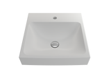 BOCCHI Scala 19" Square Wallmount Fireclay Bathroom Sink, Matte White, Single Faucet Hole, 1076-002-0126