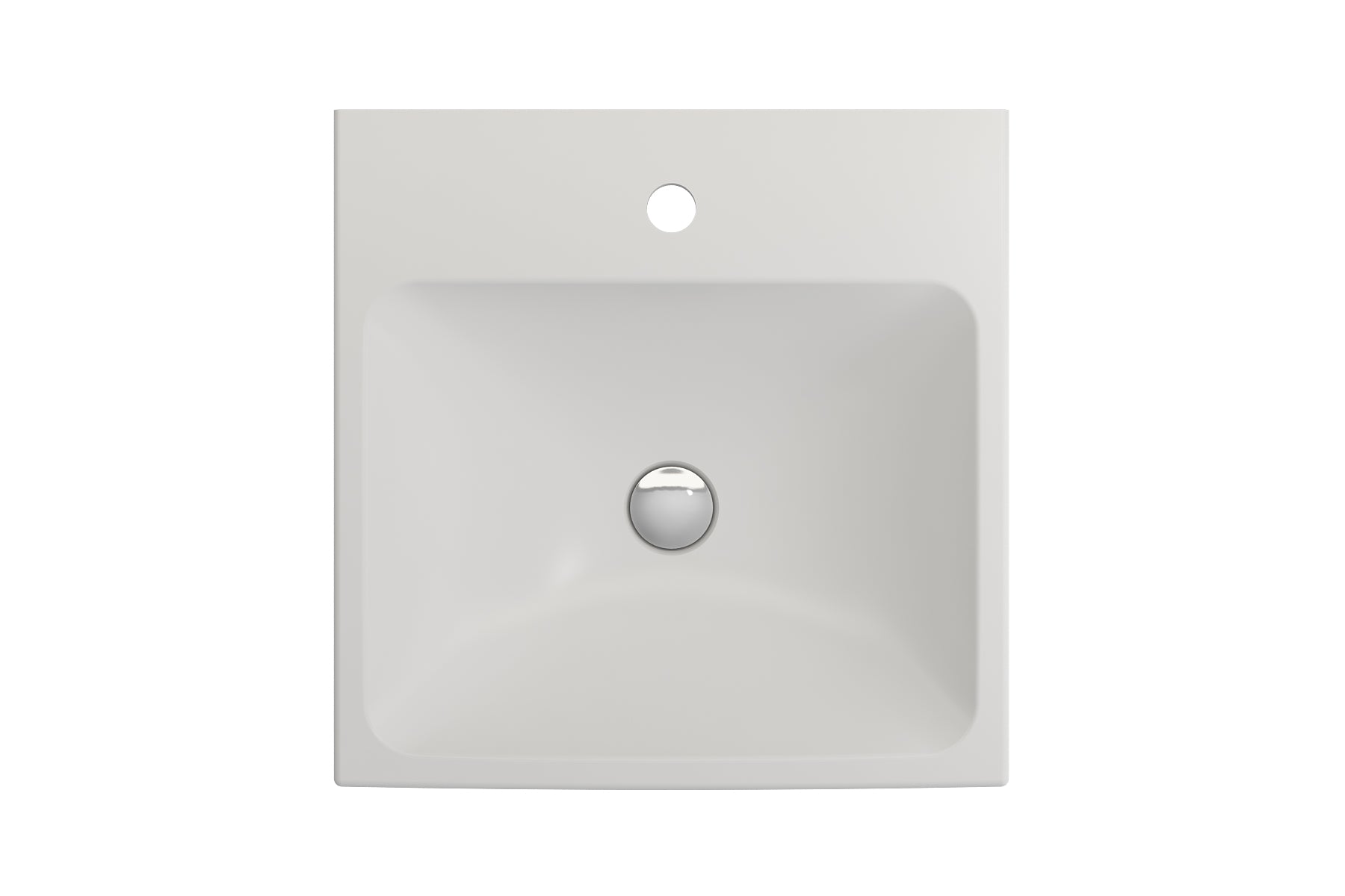 BOCCHI Scala 19" Square Wallmount Fireclay Bathroom Sink, Matte White, Single Faucet Hole, 1076-002-0126