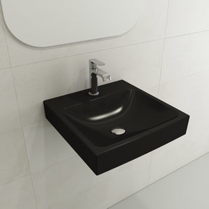 Alternate Image for BOCCHI Scala 19" Square Wallmount Fireclay Bathroom Sink, Matte Black, Single Faucet Hole, 1076-004-0126