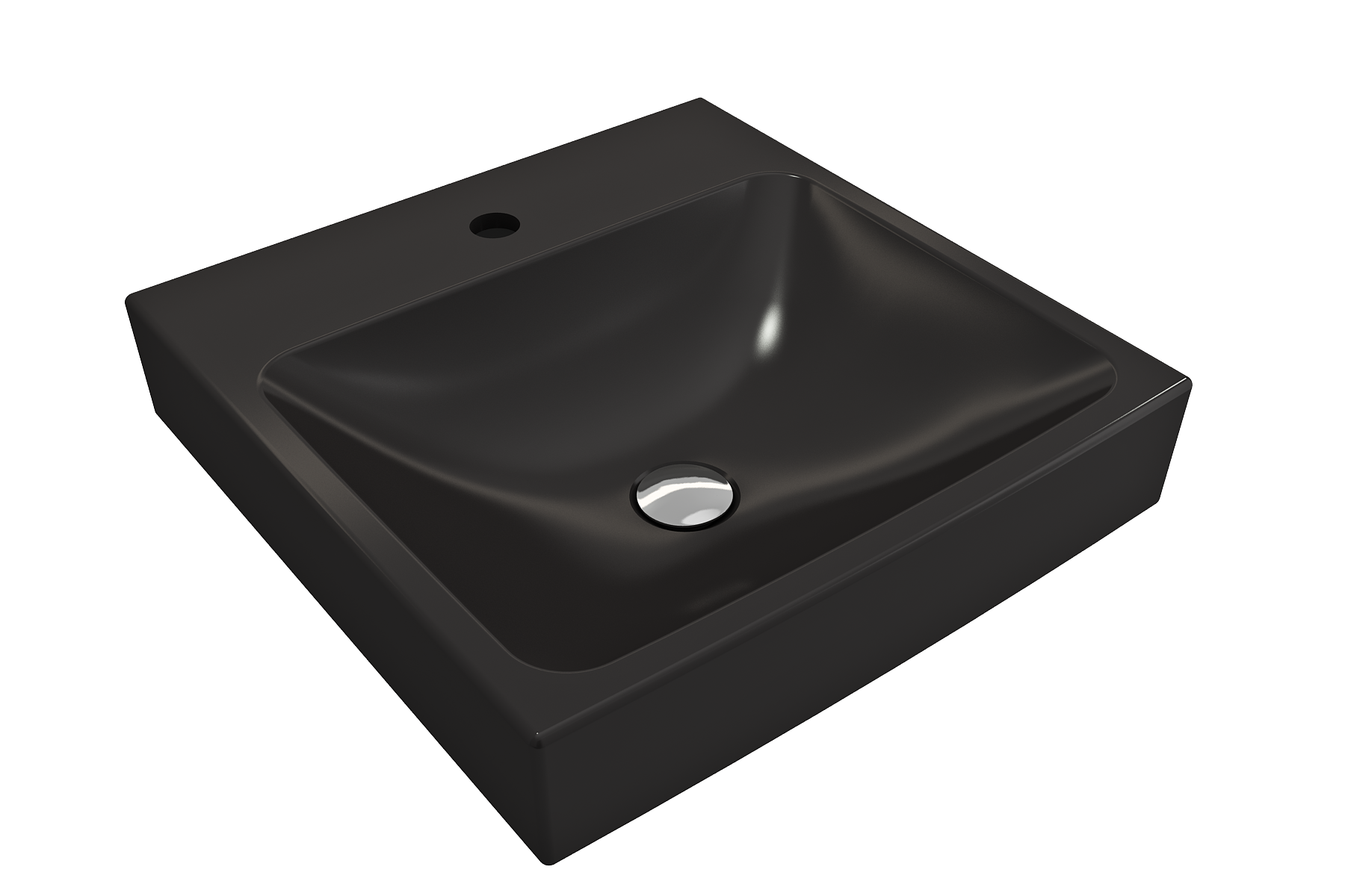 BOCCHI Scala 19" Square Wallmount Fireclay Bathroom Sink, Matte Black, Single Faucet Hole, 1076-004-0126