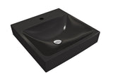 BOCCHI Scala 19" Square Wallmount Fireclay Bathroom Sink, Matte Black, Single Faucet Hole, 1076-004-0126