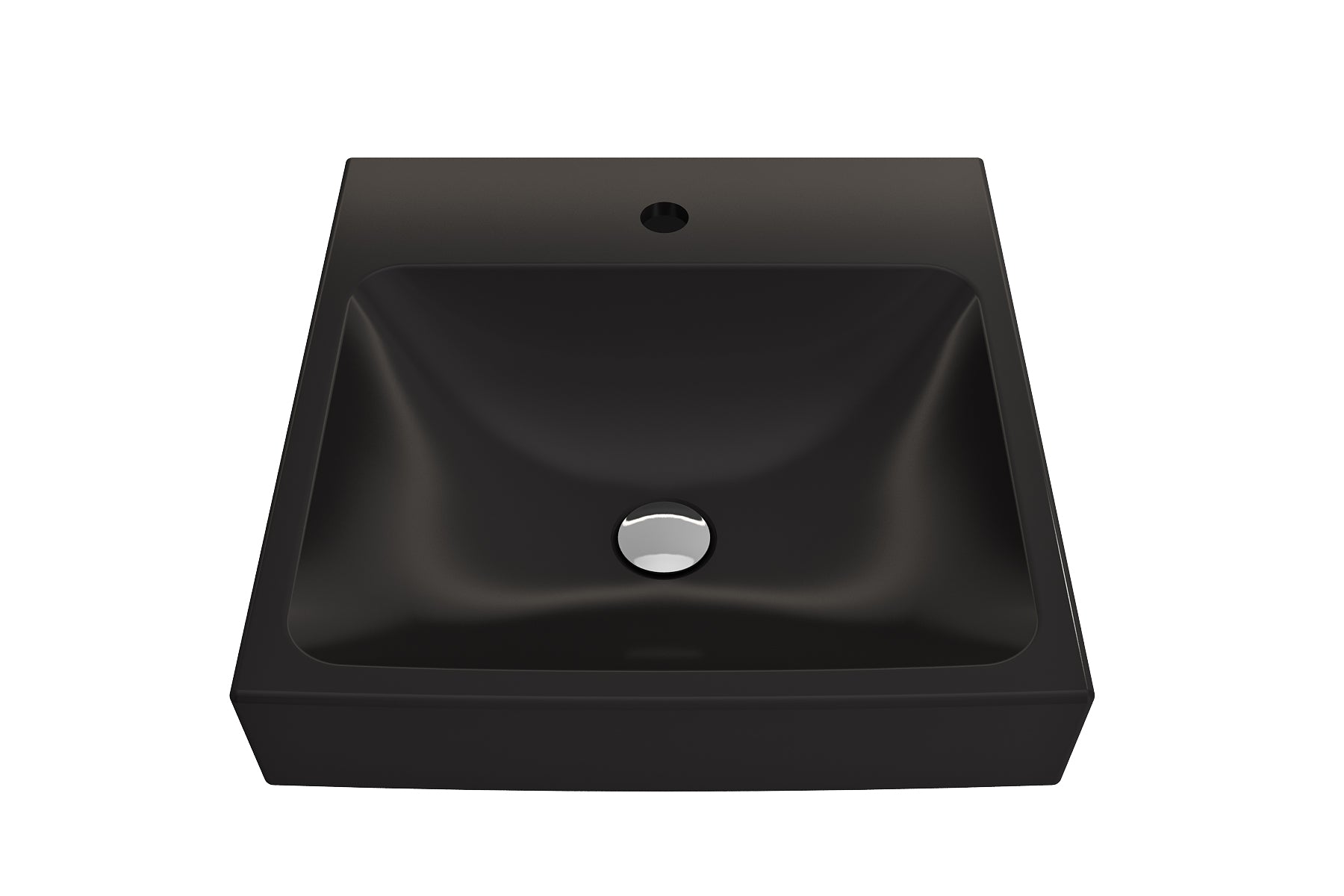 BOCCHI Scala 19" Square Wallmount Fireclay Bathroom Sink, Matte Black, Single Faucet Hole, 1076-004-0126