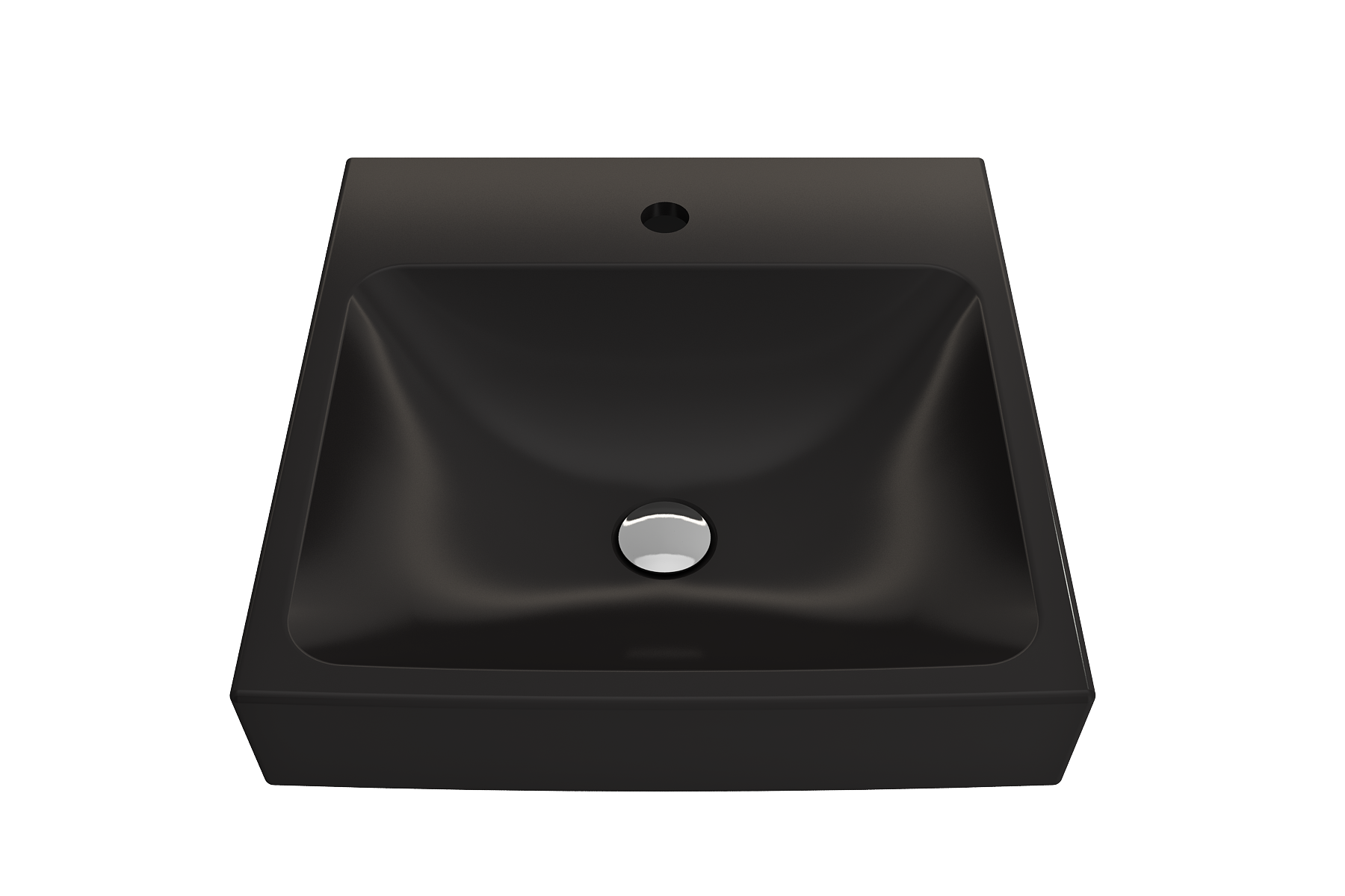 BOCCHI Scala 19" Square Wallmount Fireclay Bathroom Sink, Matte Black, Single Faucet Hole, 1076-004-0126