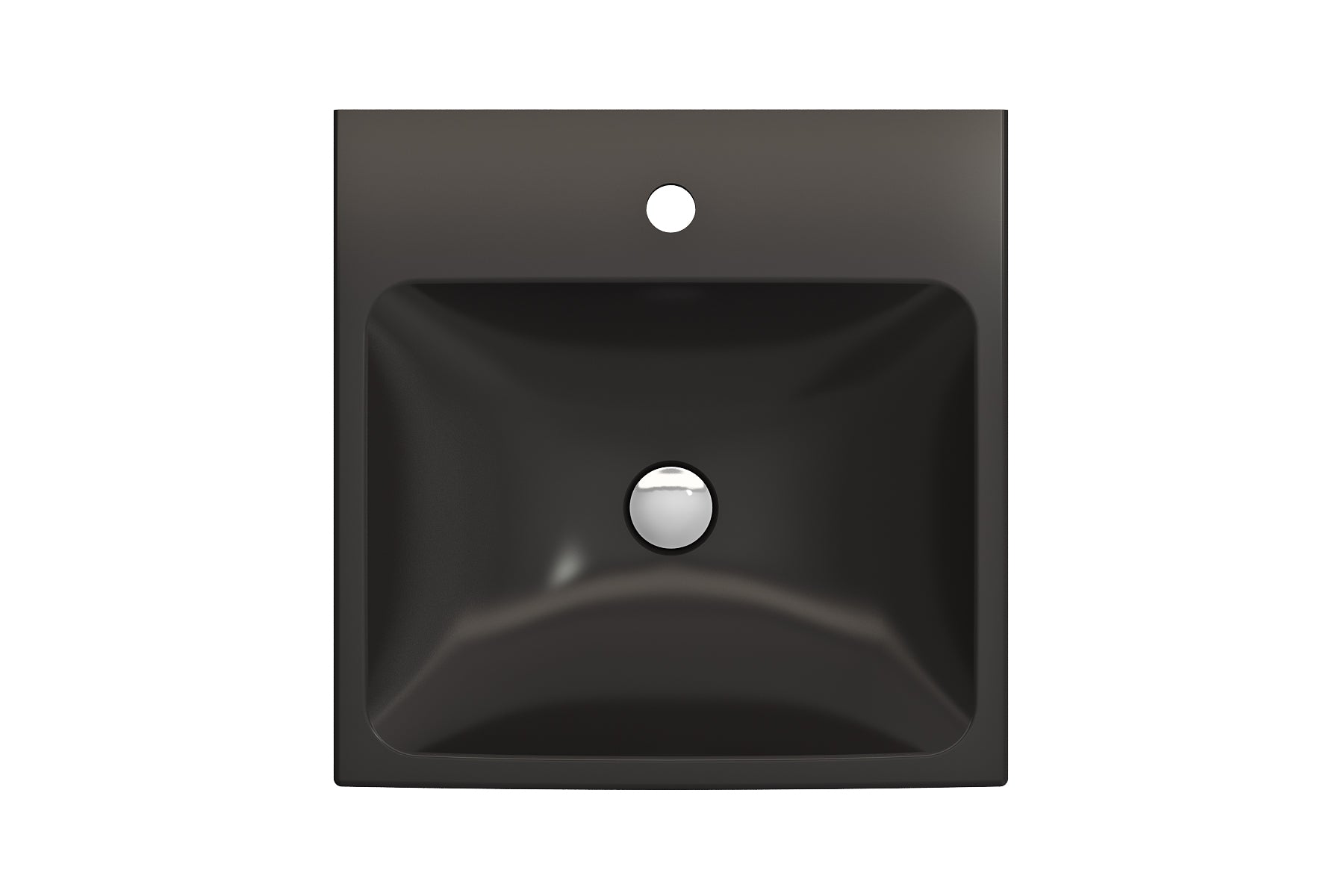 BOCCHI Scala 19" Square Wallmount Fireclay Bathroom Sink, Matte Black, Single Faucet Hole, 1076-004-0126