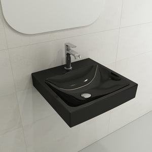 Alternate Image for BOCCHI Scala 19" Square Wallmount Fireclay Bathroom Sink, Black, Single Faucet Hole, 1076-005-0126