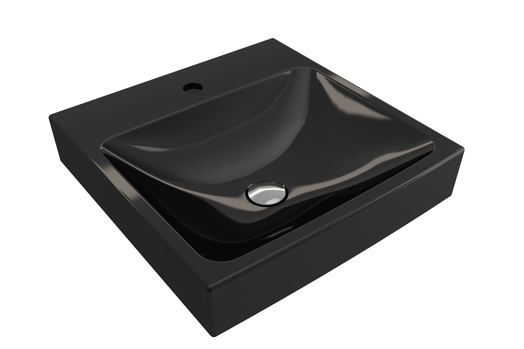 BOCCHI Scala 19" Square Wallmount Fireclay Bathroom Sink, Black, Single Faucet Hole, 1076-005-0126