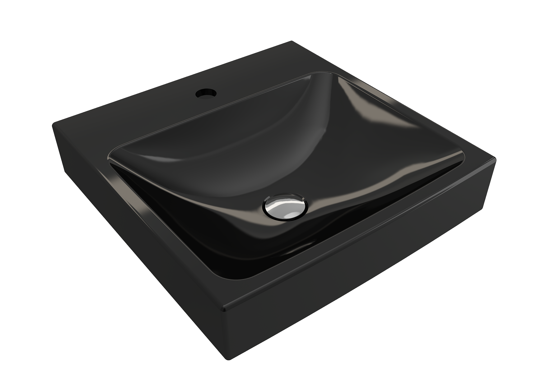 BOCCHI Scala 19" Square Wallmount Fireclay Bathroom Sink, Black, Single Faucet Hole, 1076-005-0126