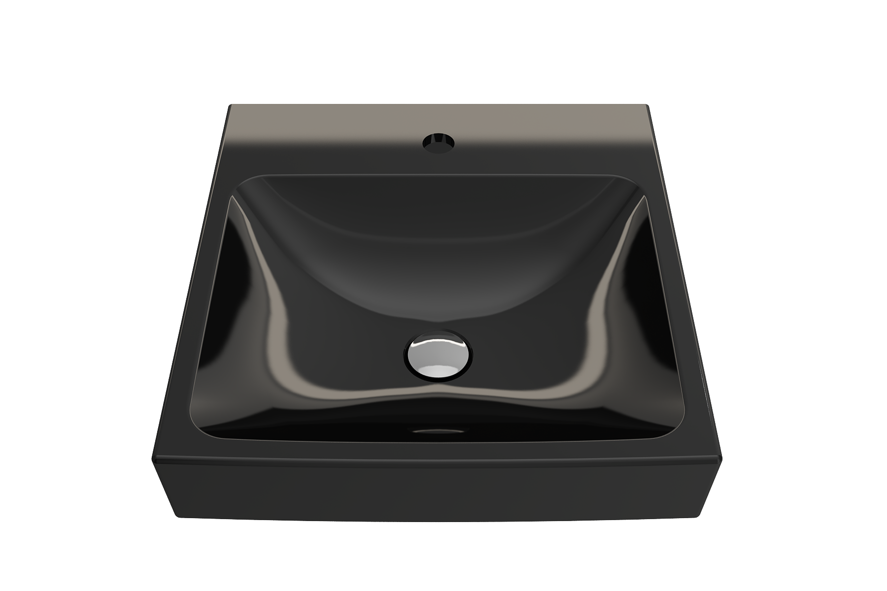 BOCCHI Scala 19" Square Wallmount Fireclay Bathroom Sink, Black, Single Faucet Hole, 1076-005-0126
