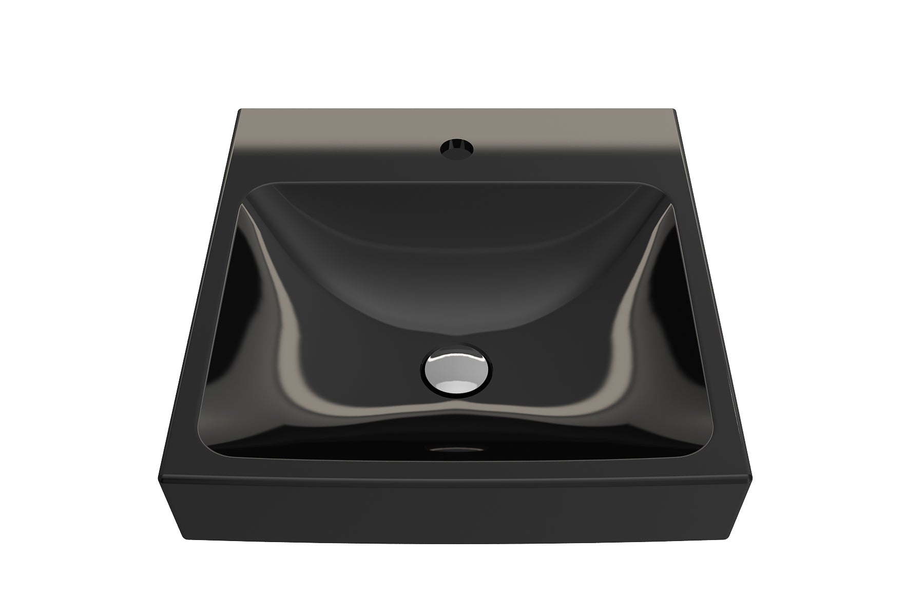 BOCCHI Scala 19" Square Wallmount Fireclay Bathroom Sink, Black, Single Faucet Hole, 1076-005-0126