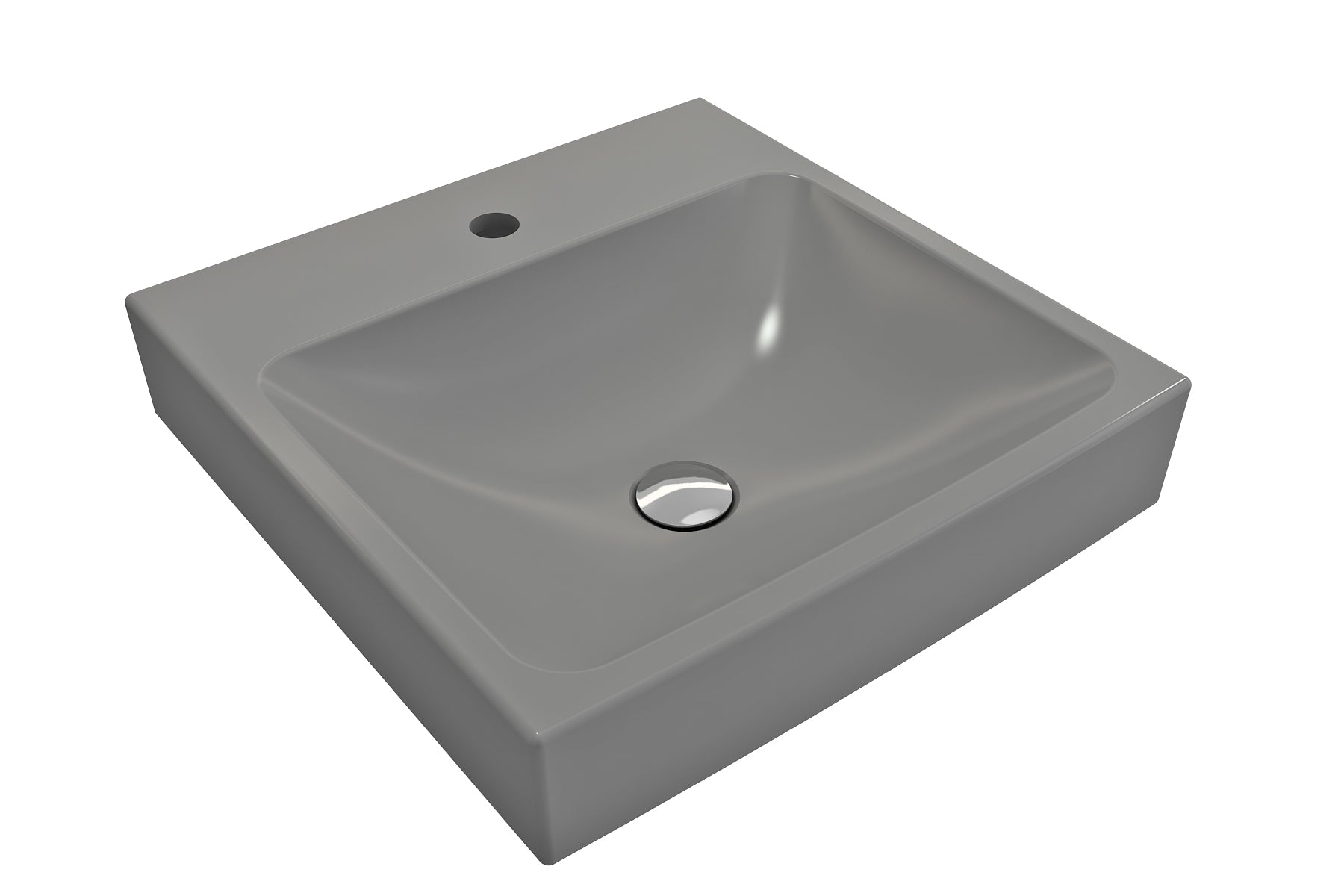 BOCCHI Scala 19" Square Wallmount Fireclay Bathroom Sink, Matte Gray, Single Faucet Hole, 1076-006-0126